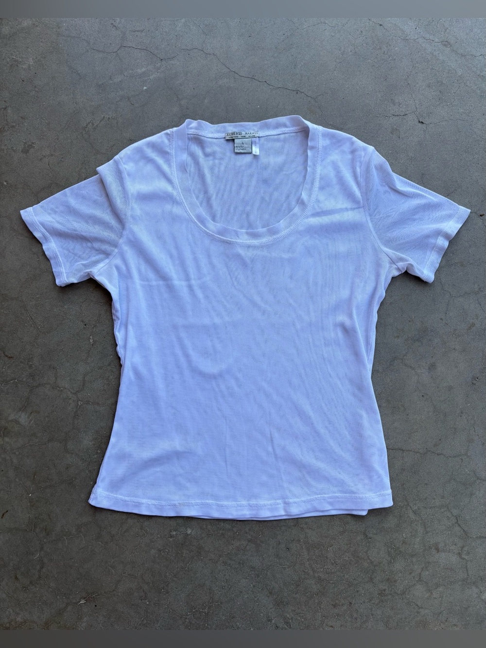 Alberto Makali White Mesh Top Size L Designer Y2K.
